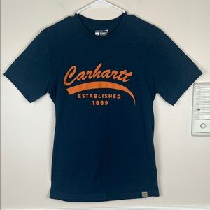 Carhartt Men’s Relaxed Fit, Heavyweight Graphic T-Shirt, Blue & Orange, Sz Small